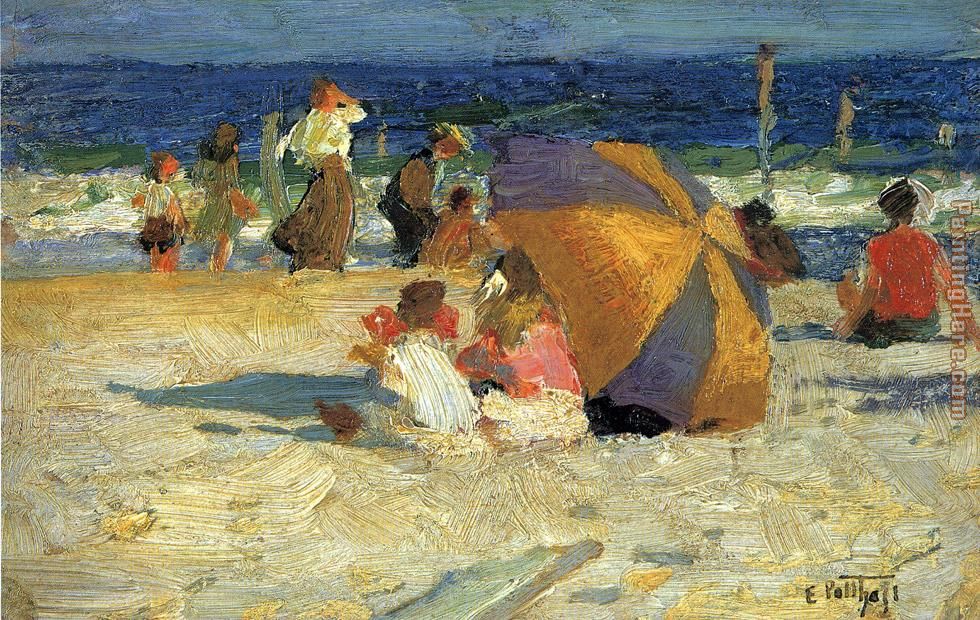 Beach Umbrella painting - Edward Henry Potthast Beach Umbrella art painting